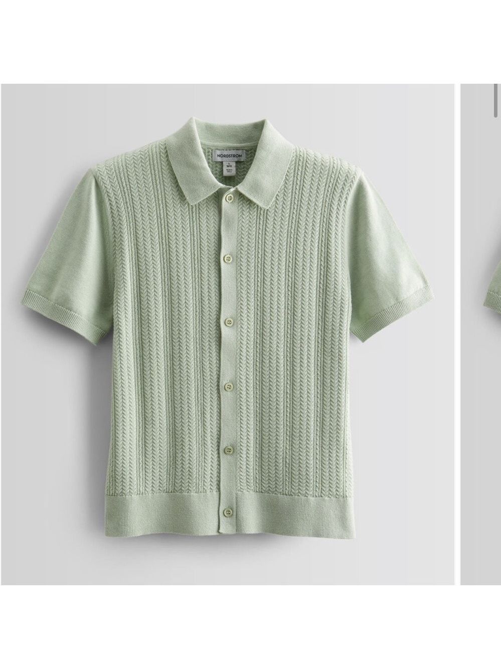 Nordstrom Light Green Textured Polo Shirt - Picture 1 of 3